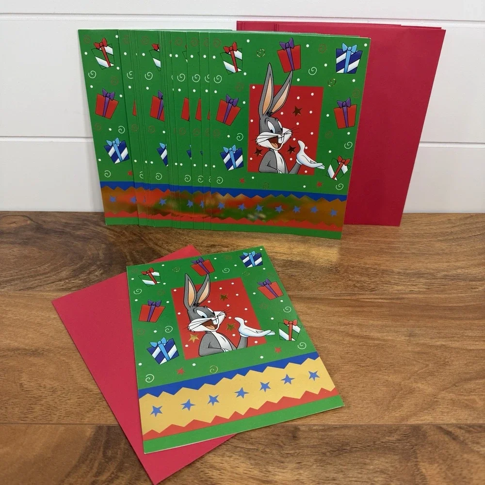 VTG Looney Tunes Bugs Bunny Christmas Greeting Cards + Envelopes New 14